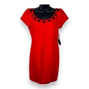 Vintage Kamisato Red Linen Blend Dress Petite 6 Event Party Retro Cocktail